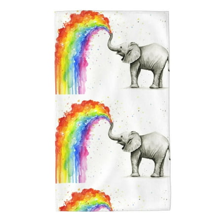 

Home Towels Rainbow Elephant Absorbent Hanging Hand Towel Small Bath Towel Decorative Kitchen Dish Guest Towel For Spa Gym Hote27.5x16in
