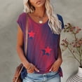 thumbnail image 1 of Fiudx Liquidación de Ahorros de Verano Top Informal de Manga Corta para Mujer, con Cuello Redondo, Sexy, Degradado, Estampado de Independencia, Regular, 1 of 6