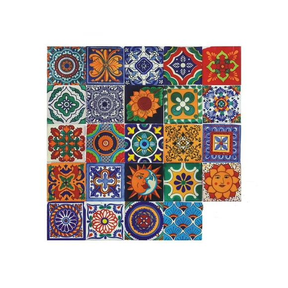 24 Pieces Mosaic Kitchen Wall Stickers, Colorful Wall Tile Stickers, DIY Moroccan Tile Stickers for Bathroom, Stair Sticker Tile Film, Waterproof Self Adhesive Tile Stickers, 15×15CM