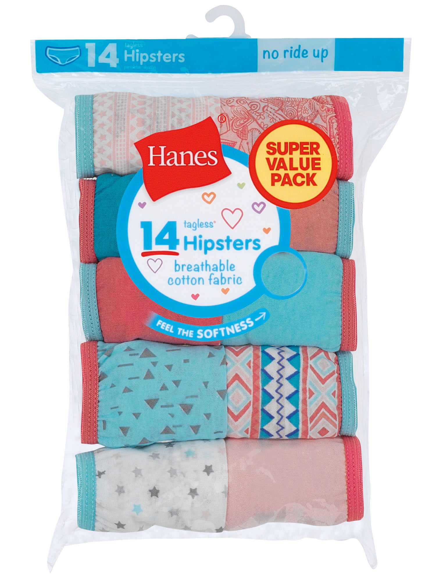 Hanes Girls Underwear, 14 Pack Hipster Tagless Super Soft Cotton