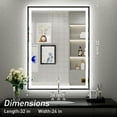 thumbnail image 5 of FTOTI 24x32 inch LED Bathroom Mirror With Lights - Frontlit & Backlit,Anti Fog, Wall Mounted,3 Colors Temperature,Dimmable, 5 of 8
