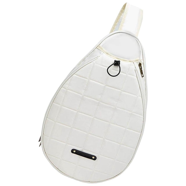 Tennis Racket Shoulder Bag Outdoors Sports Accessories Pocket Mesh Tennis Sling Bag Backpack Organizer White