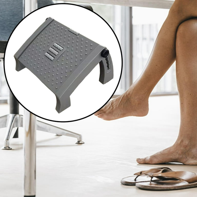 Adjustable Under Desk Footrest Toilet Stool with Massage Surface Compact Adjustable Angle Anti Slip Foot Stool Under Desk Footrest for Study Gray