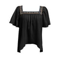 thumbnail image 5 of Endives Women's Boho Short Butterfly Sleeve Top Square Neck Top, 5 of 6