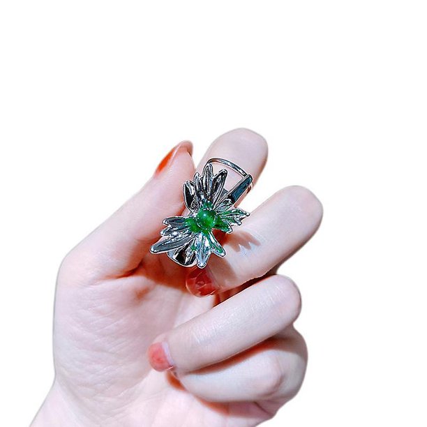 2021 nuevos anillos de uñas de dedo abierto de serpiente con cuentas verdes para mujeres pareja ajustable Y2k niñas joyería de Metal de moda regalos de fiesta alas de mariposa Feliz Sencillez