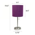 thumbnail image 3 of Creekwood Home 19.5" Oslo Contemporary Bedside Duo, Brushed Steel Table Lamp Two Pack Set with USB Port, Purple Shades, 3 of 8