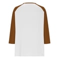 thumbnail image 5 of Efsteb Girls Tops Casual 3/4 Sleeve V-Neck Color Block Print Comfy Button Tshirts Lightweight for Holidays（Coffee，9 Years）, 5 of 6