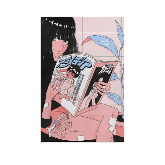 Vaporwave Aesthetic 90s Anime Canvas Art Posters for Bedroom Living Room Bathroom Wall Decor Poster Unframe 12x18inch