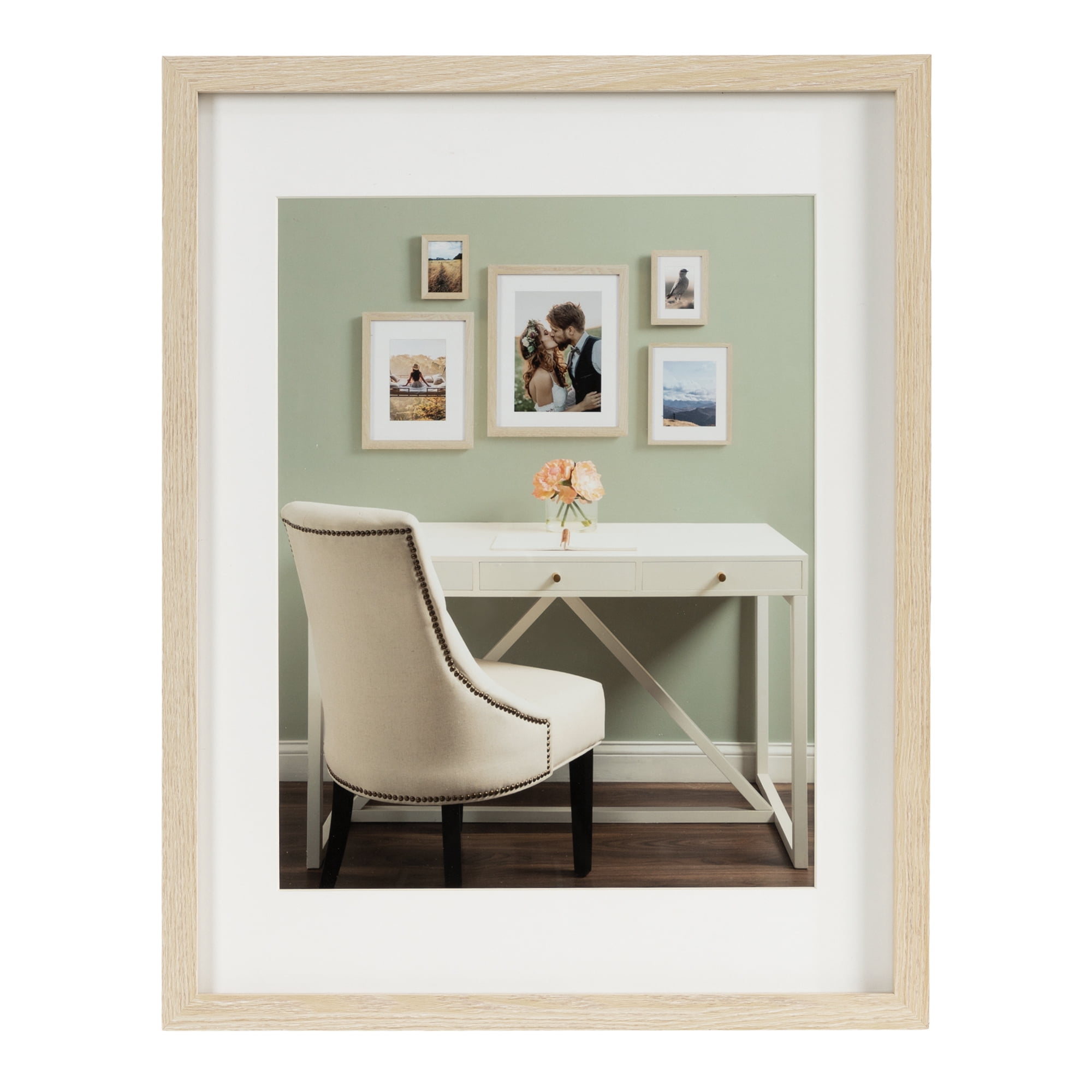 Cadre photo galerie naturel DesignOvation 35,6 cm x 45,7 cm avec passe-partout de 27,9 cm x 35,6 cm