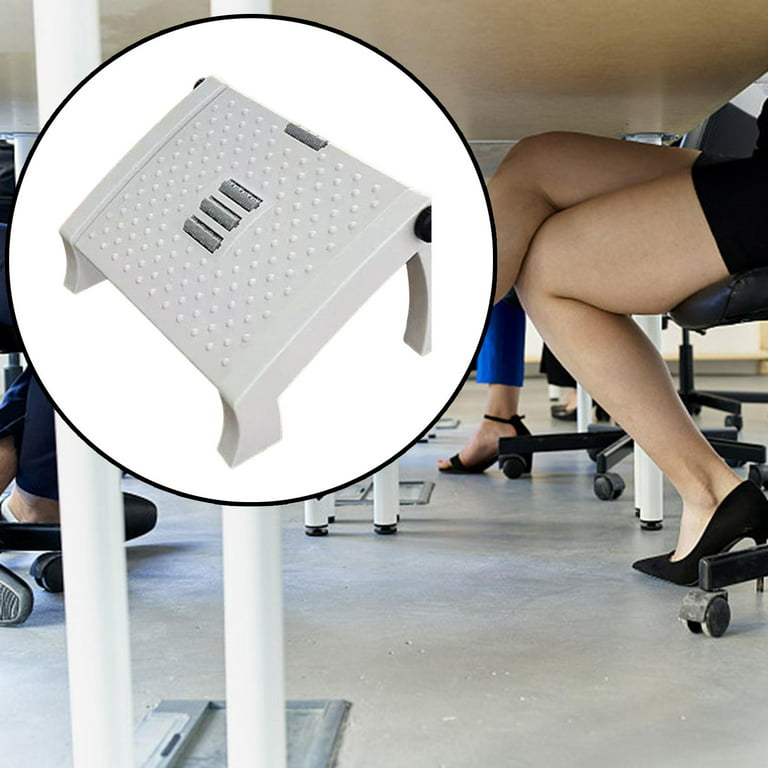 Foot Rest for under Desk at Work, Leg Feet Support with Massage Surface,  Adjustable Height, Anti Slip Stable Toilet Stool for Office Computer Gaming  White 