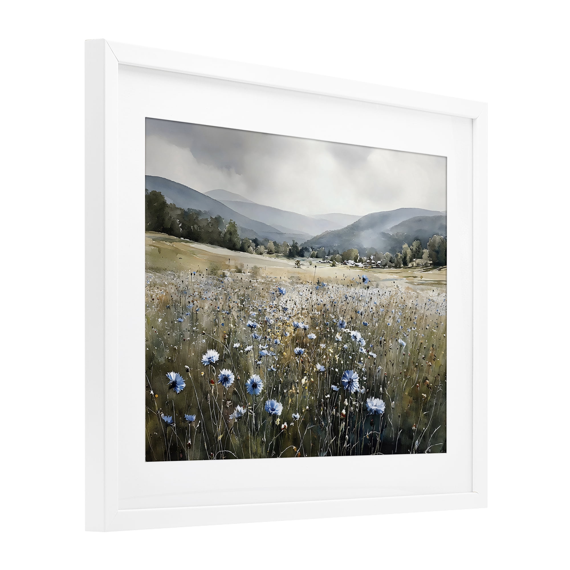 Stupell Industries Sapphire Speckled Fields White Framed Print Under Glass, design by Franklyn Gregory