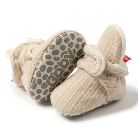 

HsdsBebe Baby Girls Boys Cotton Boots Newborn Winter Cozy Fleece Booties Infant Socks Shoes for 0-18 Months