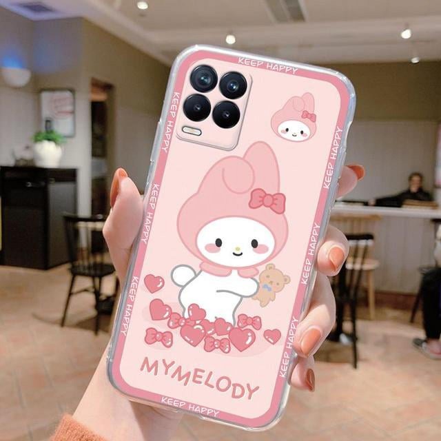 2024 Case For Realme 8 4G Shell 8 5G Bag 8 PRO Cover Cute Cartoon Kuromi Rabbit Sanrio Soft Silicone Transparent Coque For Realme 8 LXY