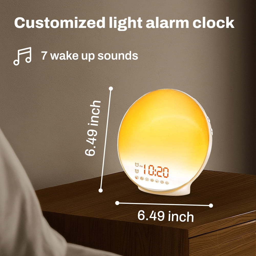 Behome Sunrise Alarm Clock, White Noise Machine With 7 Color & 20-Level Brightness, Wake Up Light with 7 Natural Sounds for Bedroom