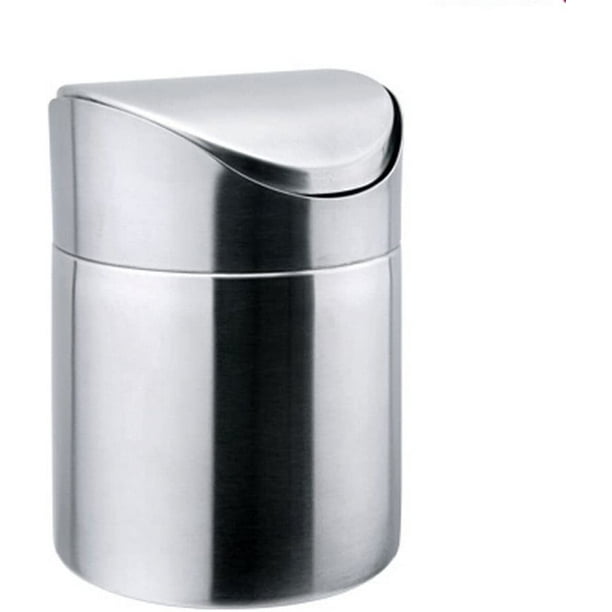 Petite poubelle ronde en acier inox avec seau intérieur