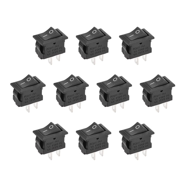 Interruptor de palanca mini para barco, interruptor de palanca negro para barco, coche, marino, 2 pines ON/OFF AC 250V/3A 125V/6A, 10 piezas