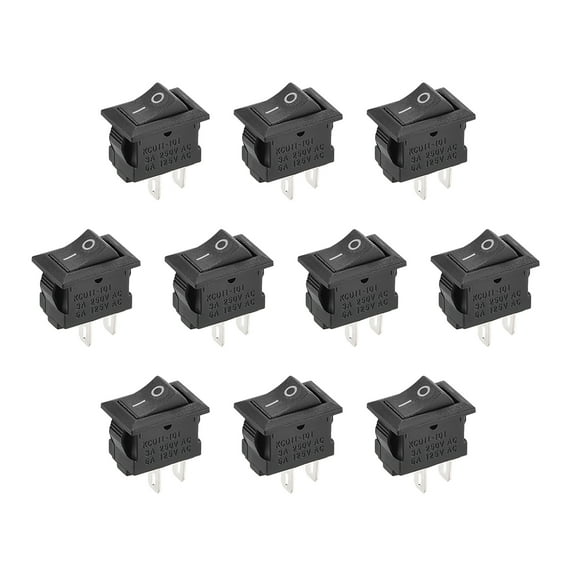 Mini Boat Rocker Switch Black Toggle Switch for Boat Car Marine 2pins ON/OFF AC 250V/3A 125V/6A, 10pcs