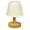 A, variant on CASAFUN Solid Wood Table Lamp for Bedroom 3 Way Dimmable Nightstand Lamp with Round Flaxen Fabric Shade for Living Room Office Dorm