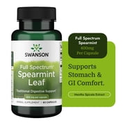 Swanson Spearmint Leaf (Mentha Spicata) - Full Spectrum Herbal Supplement Supporting Digestive Health & Mild Stomach Issues - (60 Capsules, 400mg Each)