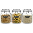 thumbnail image 1 of czcpp-Airtight Glass Jars with Lids Set of 3. 32oz Glass Jar with Lid and 6 Silicone Seals! Med Glass Food Storage Containers. Square Mason Jar, Candy Jar, Sugar Jar, Pasta Containers for Pantry, 1 of 4