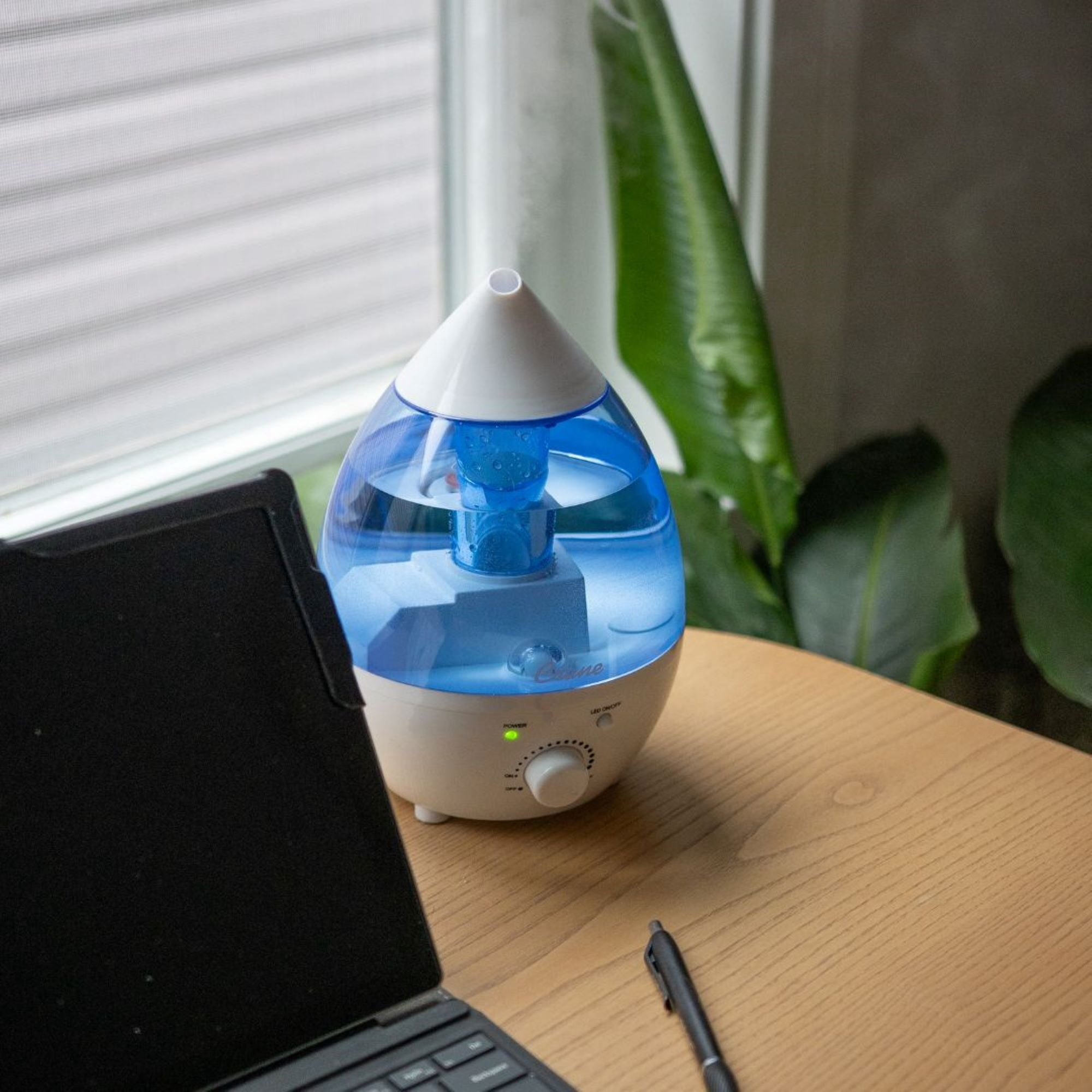 Crane Mini Drop Cool Mist Humidifier, 0.35 Gal, Quiet Ultrasonic, Filter-Free, Small Room Humidifier, Baby Humidifier