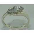 thumbnail image 4 of LBG British Made 10k White Gold Natural Aquamarine Womens Trilogy Ring - 33 size options - Size 8, 4 of 5