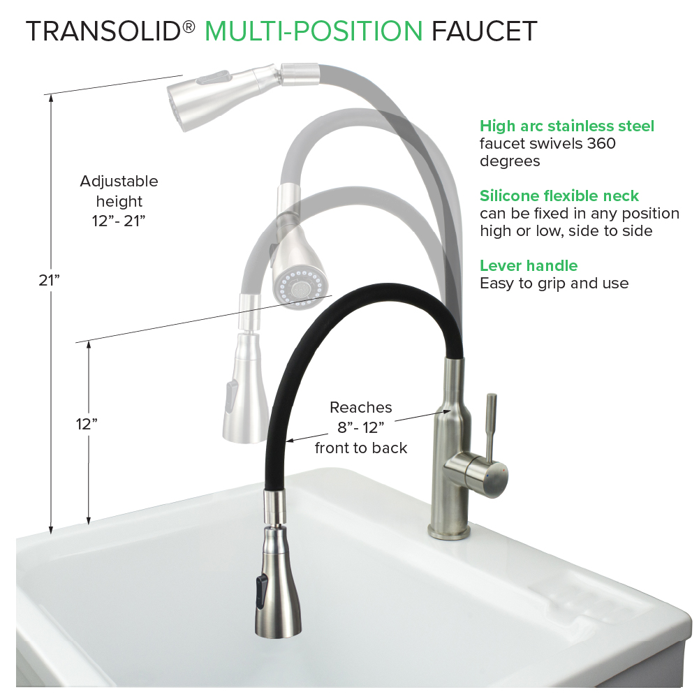 Transolid  Kitchen/Laundry Faucet with Dual Spray and Flex Neck With Swivel Action Ball-Joint - N/A