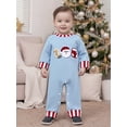 thumbnail image 4 of Cjfdfy Newborn Baby Boy Girl Christmas Romper Outfits Santa Embroidery Striped Crew Neck Long Sleeve Full Length Jumpsuit Fall Winter Clothes 0 3 6 12 18 Months, 4 of 9