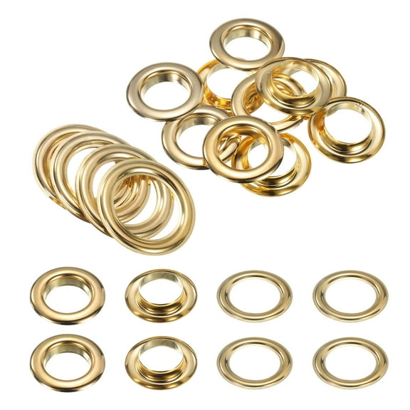 Uxcell 10Set Grommets Eyelets 20mm 4/5 Inch Brass Eyelets Kit with Washers for Fabric Curtain Tarps Leather Belt Shoes Bag DIY, Gold