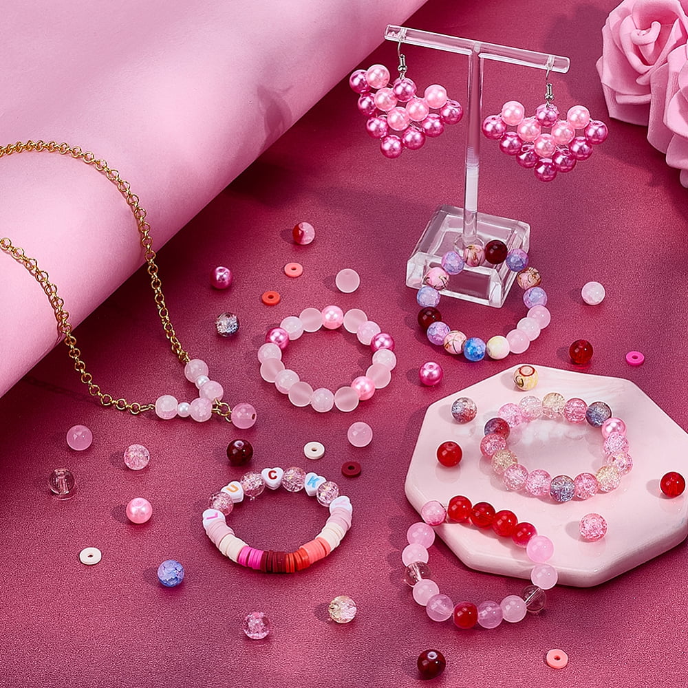 DIY Bracelets Making Kit Including Handmade Polymer Clay Beads and Glass Beads Disc & Round Mixed Color 6~9x1~9mm Hole: 1~2mm DIY for DIY