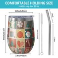 thumbnail image 5 of 12oz Stemless Wine Tumblers Multicolor Christmas Pattern Vacuum Insulated Stainless Steel Travel Tumbler Cups Mug with Lid and Straw for Champaign,Cocktail,Beer with Cleaning Brush, 5 of 5