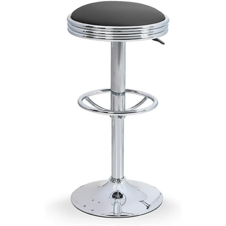 Footrest Armless Bar Stool Pu, Round Metal Swivel Bar Stools With Backs And Arms