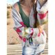 thumbnail image 4 of Cárdigan de Larga con Cuello en V y Botones Frontales con Estampado Floral para Mujer, Ideal para Otoño e Invierno Gris M, 4 of 10