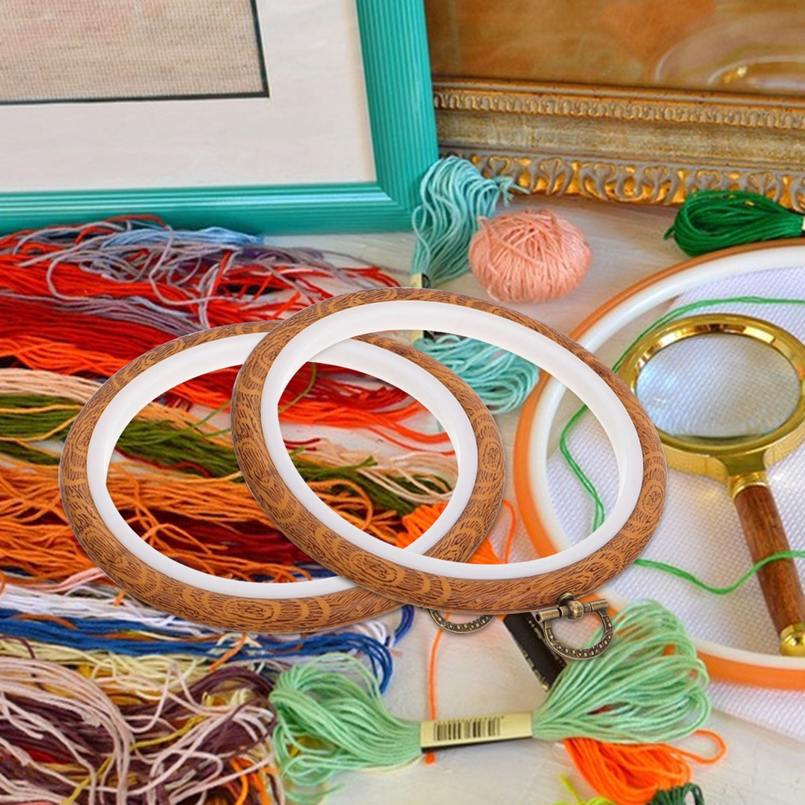 HEANUJJ 10Pcs Round Embroidery Hoops for Needlework and Handiwork with Portable Plastic Frame