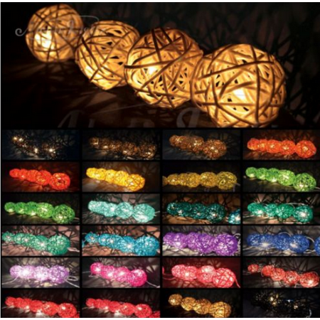 - GLIME 20 LED Rattan Ball String Light Fairy Lamp Battery Charger Home Garden Fairy Wedding Party Curtain Window Decor