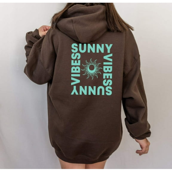 SUNNY VIBES Front Back Graphic Unisex Fleece Hooded Sweatshirt