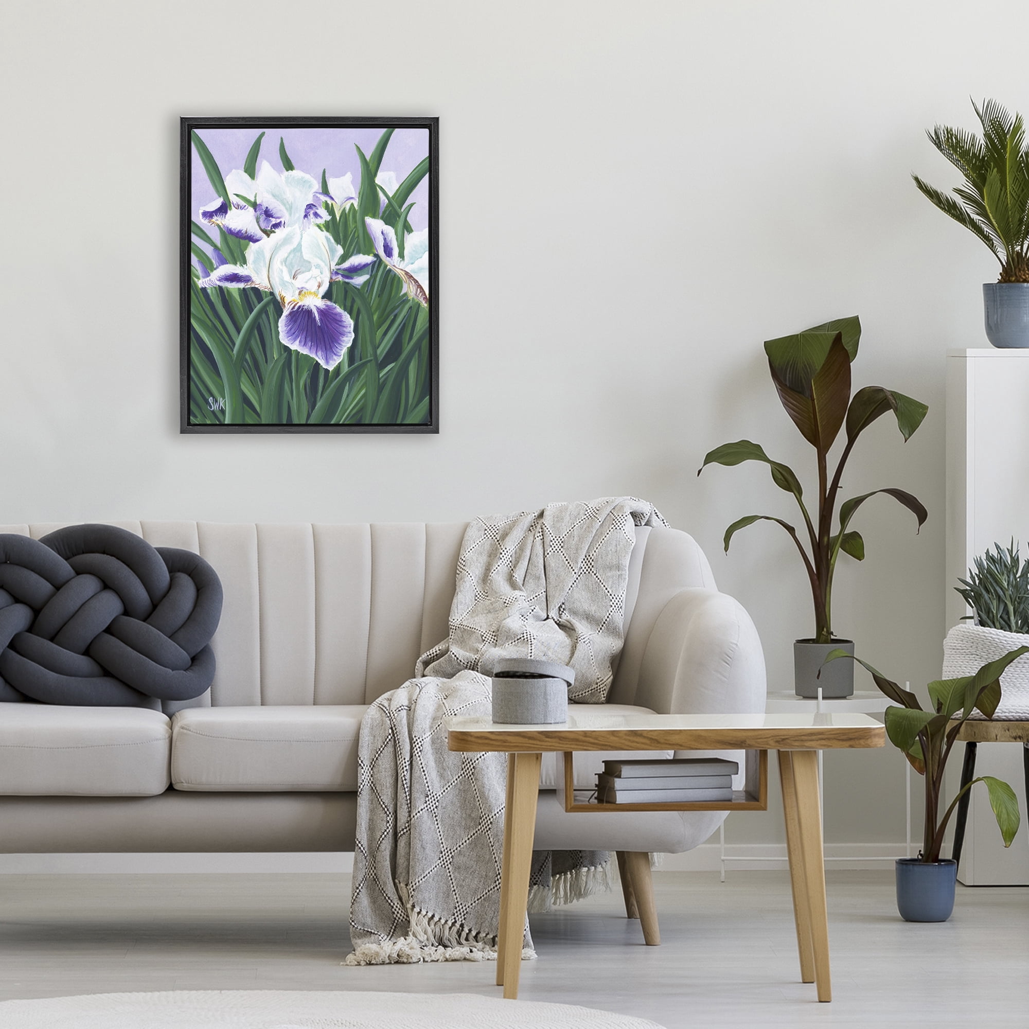 Stupell Industries Purple & White Irises Black Framed Floater Canvas Wall Art, design by Sarah Waldron Kimball