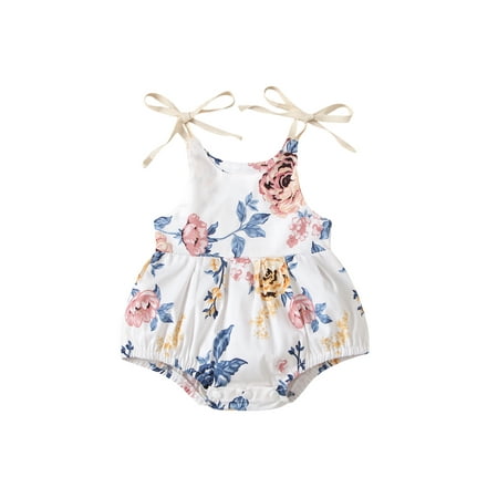 

Emmababy Summer Baby Girls Rompers One Piece Sleeveless Floral Strap Jumpsuits