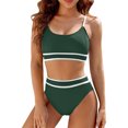 thumbnail image 2 of Baiways Women's Solid Color Strap Fashion Sexy High Waisted No Steel Bracket with Chest Pad Bikin Swimsuit, 2 of 6