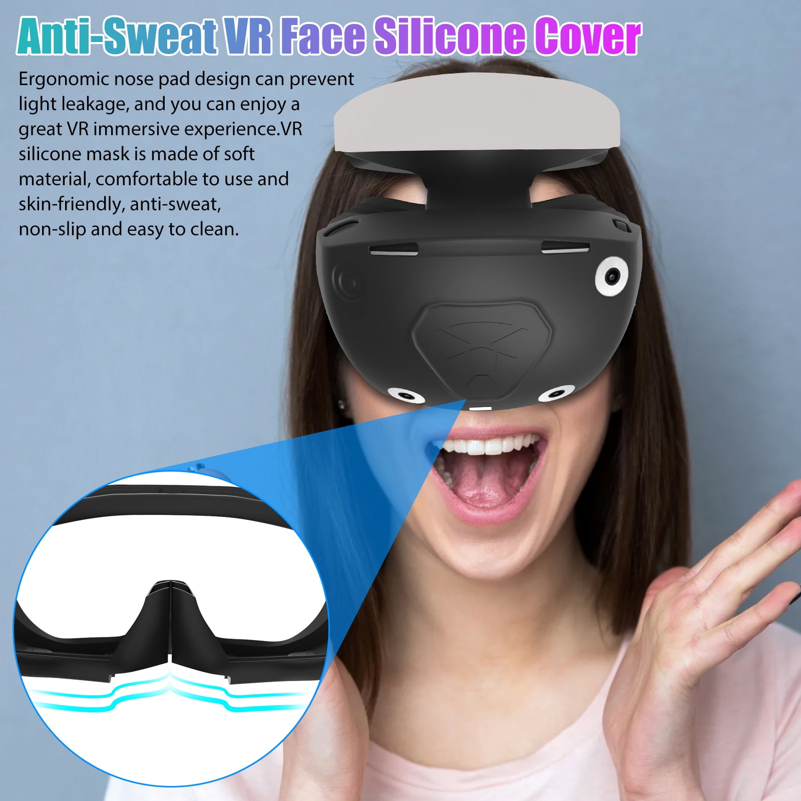  VR Protector Cover Set for PlayStation VR2, Silicone PSVR2  Headset Cover & Face Cushion Cover Pad & Lens Dust Cover & 2 Pack  Controller Thumb Grips for PS5 VR Accessories, Sweatproof
