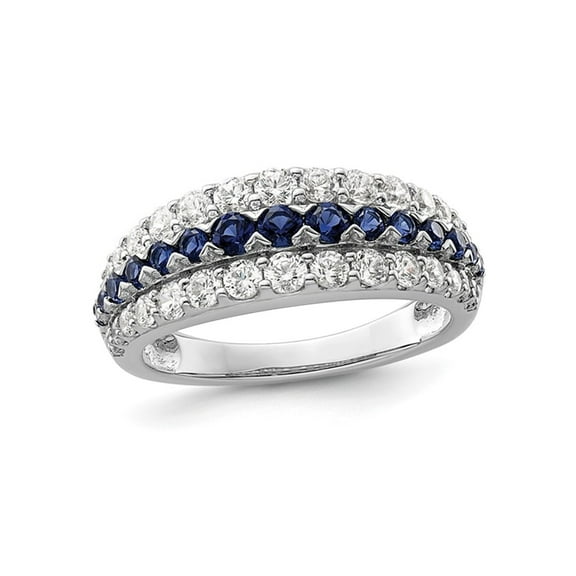 2/3 Carat (Ctw) Lab-Created Sapphire Ring Band in 14K White Gold with Lab-Grown Diamonds 9/10 Carat (Ctw) for Women
