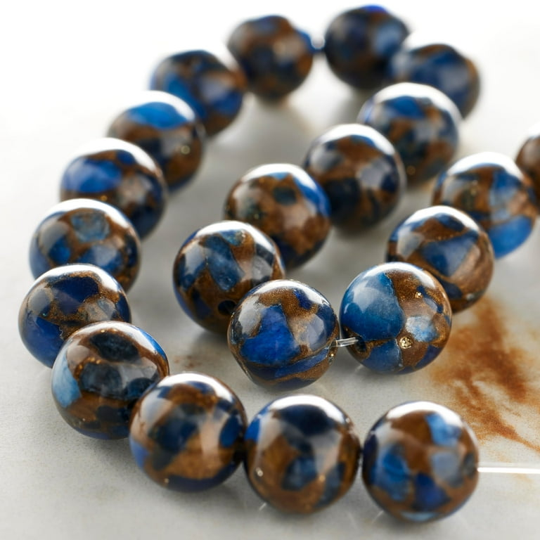 12 Pack Sapphire Impression Jasper Round Beads 8mm by Bead Landing