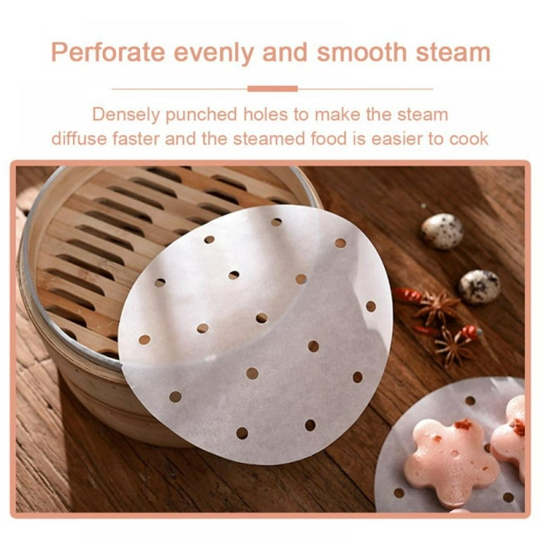 100pcs 7/8/9 inches Parchment Paper Sheets Inch Air Fryer Liners Perforated  Non-stick Mat