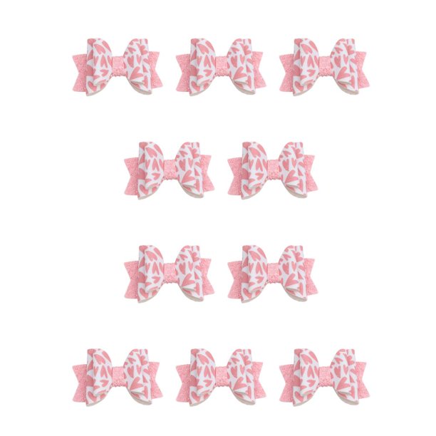 Minnieouse Pinza para el pelo con lazo para niñas, horquillas de doble capa, pinza para el pelo, accesorios de decoración, tocados, favores del Lazo de rejilla rosa 10piezas