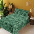 thumbnail image 2 of Ambesonne Leaves Greenery Fitted & Flat Sheet with Sham 3 Pcs Set, Botany Gaultheria, Twin XL, Fern Green Forest Green, 2 of 5