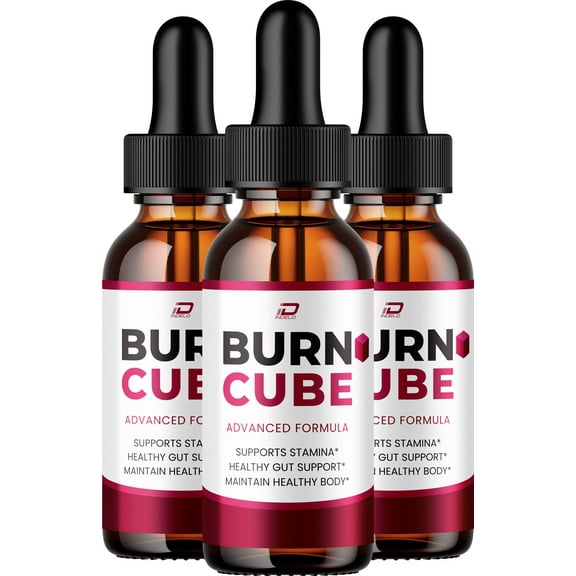 Burn Cube Liquid Drops – BurnCube Natural Blend Healthy Organic Support, 3 Pack, 3 Month Supply
