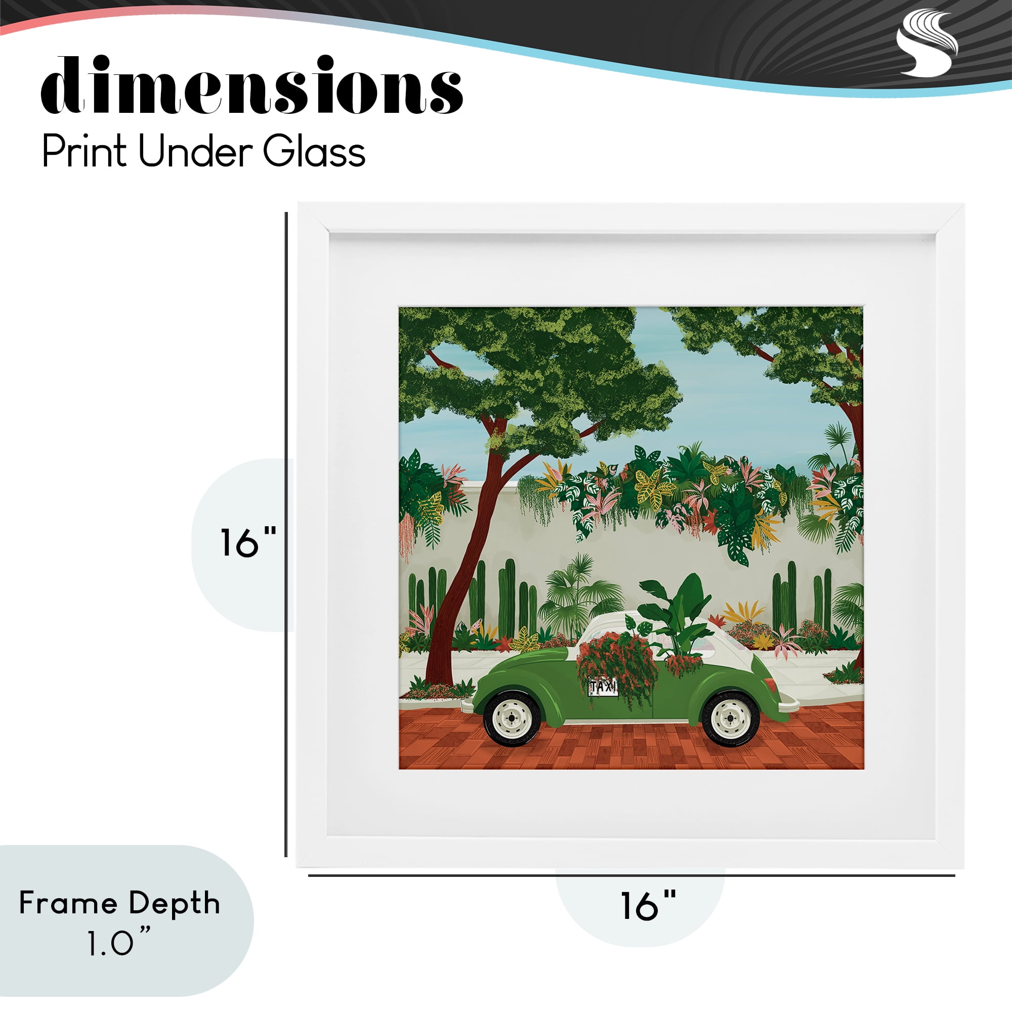 Stupell Industries Overgrown Garden Taxi White Framed Print Under Glass, design by Vero Illustrates