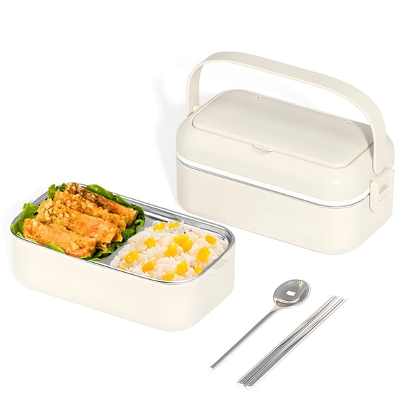 304 Stainless Steel Large Capacity Bento Box – Microwave-Safe Lunch Container with Spoon & Chopsticks, Leak-Proof Dual Layer Design for Adults, Work & Meal Prep