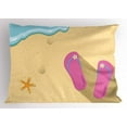 thumbnail image 2 of Ambesonne Flip Flop Pillow Sham, Grainy Looking Sands, 26" X 20", Seafoam Pink and Cream, 2 of 2