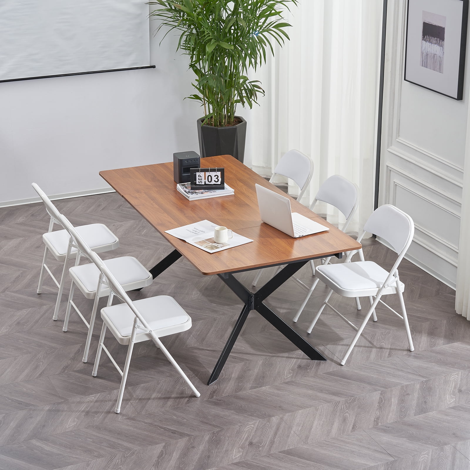 6Pcs Foldable Chairs for Convention & Exhibition, White
